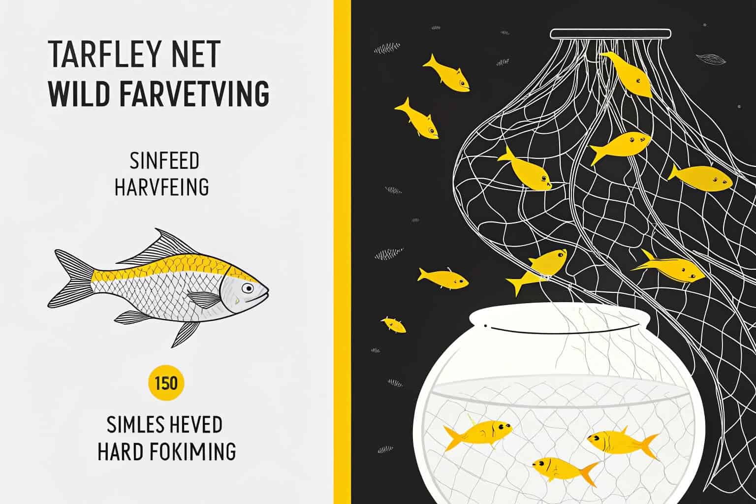 An infographic comparing a fishing net and a fish tank
