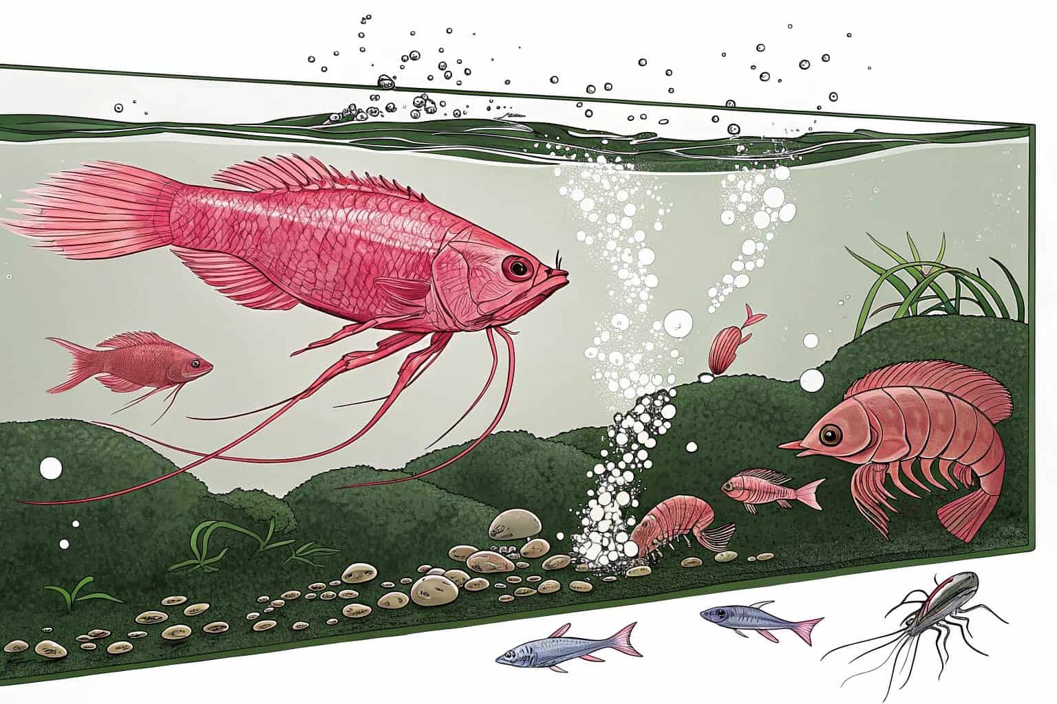 An image of Tilapia and Shrimp, two species suitable for biofloc