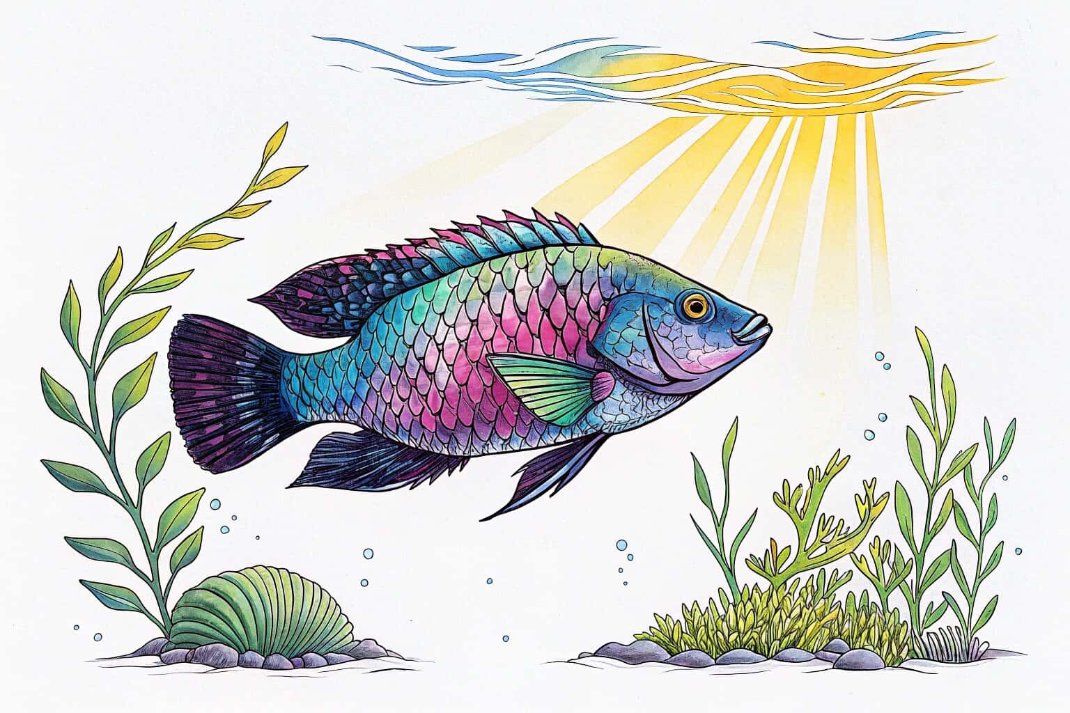 A healthy fish swimming in clear water