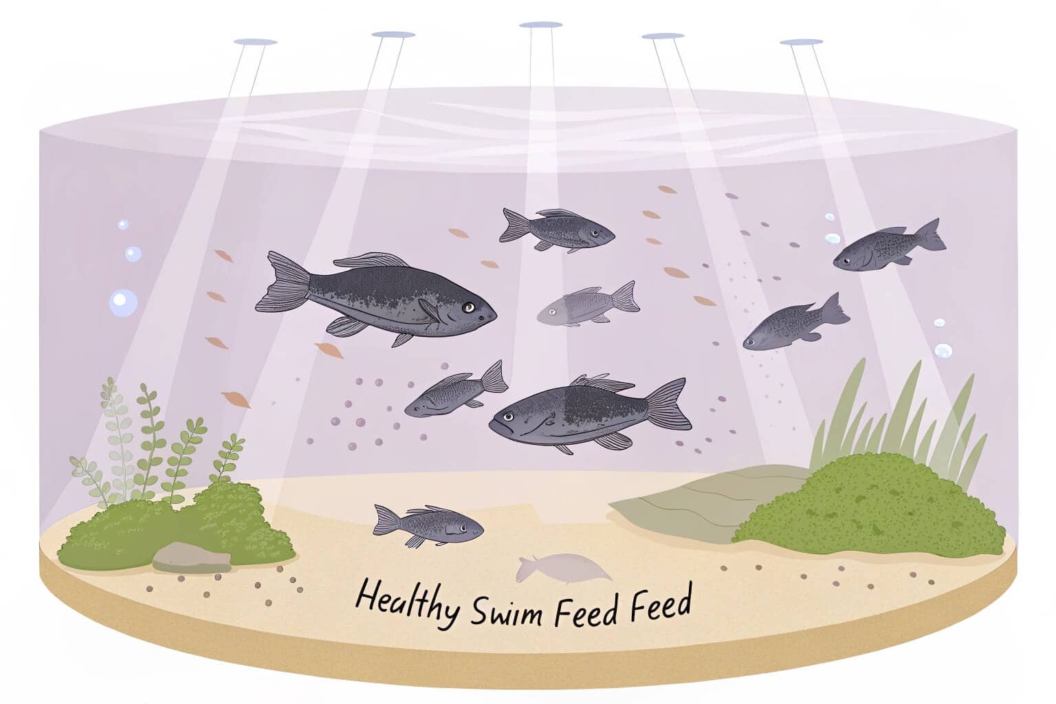 Tilapia swimming in a biofloc tank
