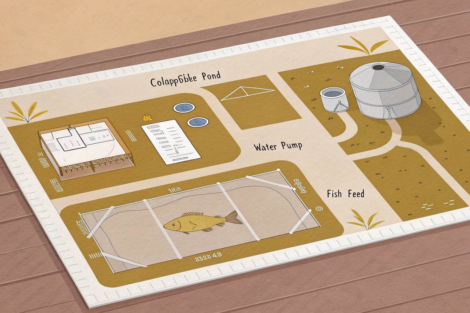 A close-up of a collapsible fish tank