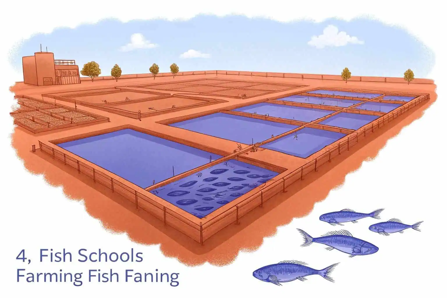 Close-up of a bustling fish farm pond with tilapia