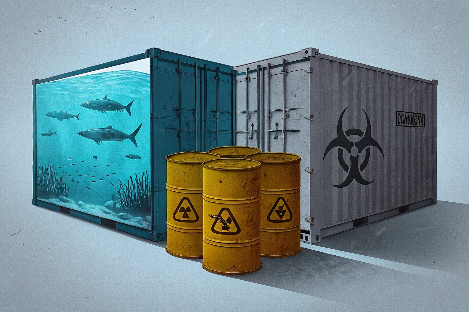 A sign showing prohibited items in a container farm