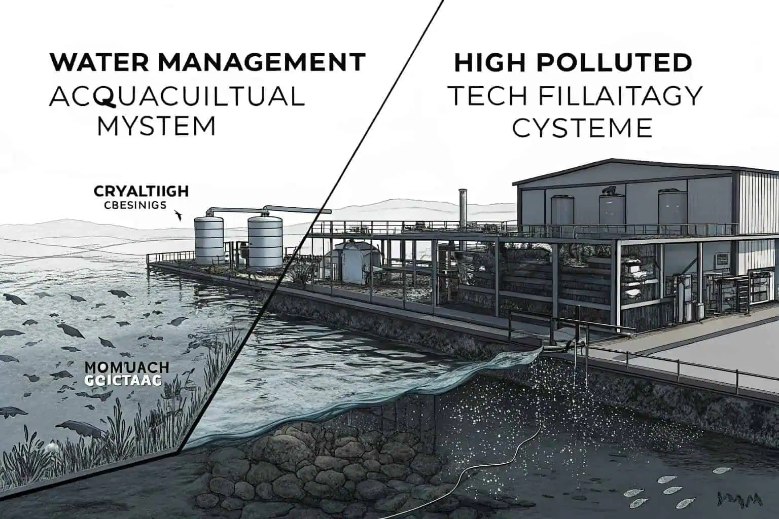 Waste water flowing from a fish farm