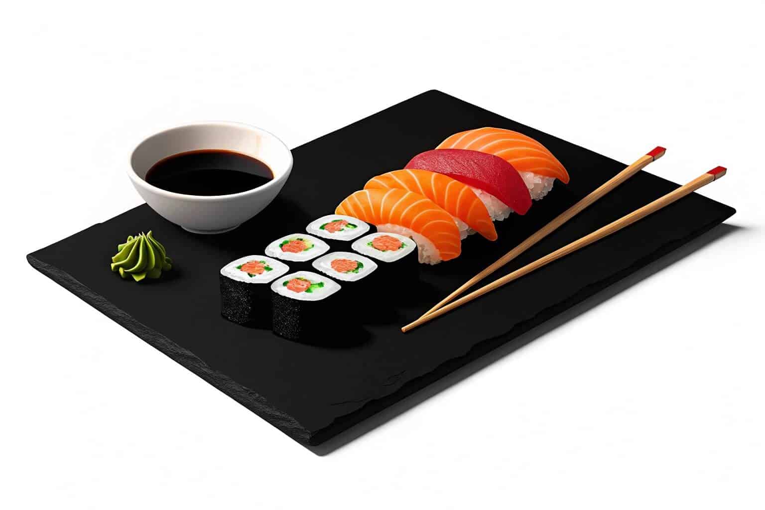 A platter of fresh sushi and sashimi