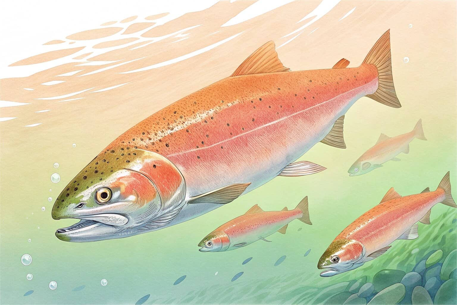 Close-up of healthy salmon in a fish farm