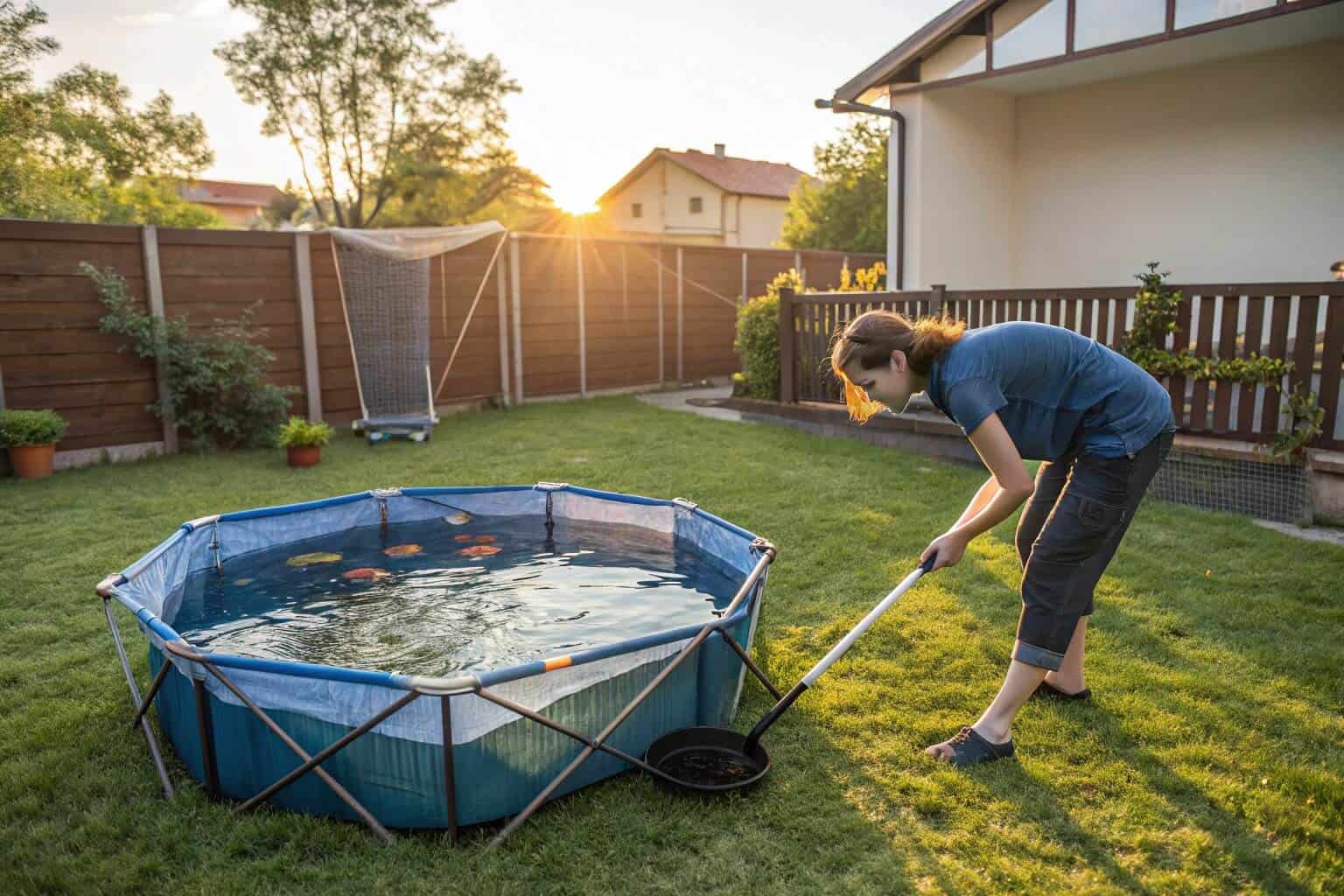 A small, local fish farm using collapsible tanks