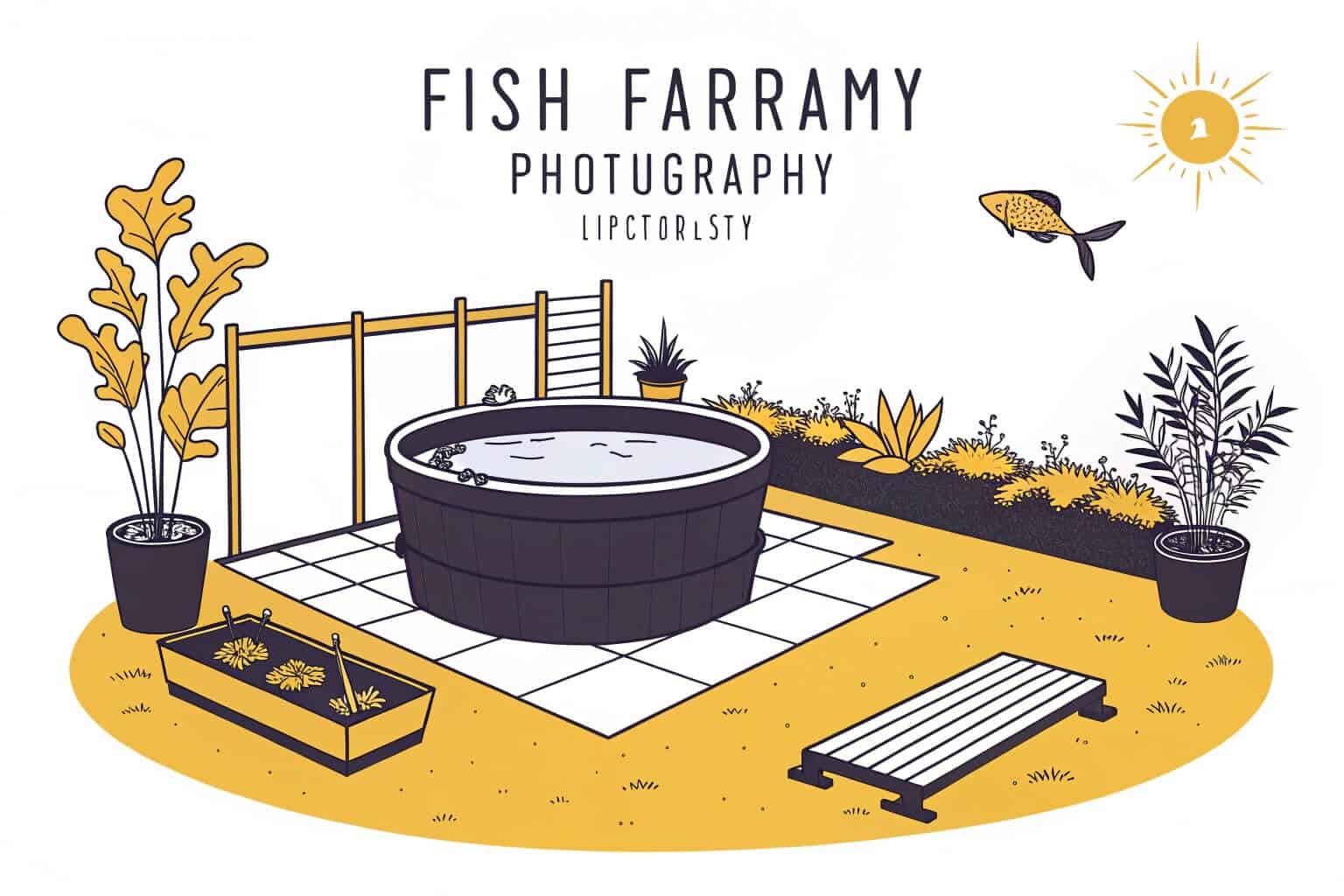 A compact fish farm setup in a backyard using collapsible tanks