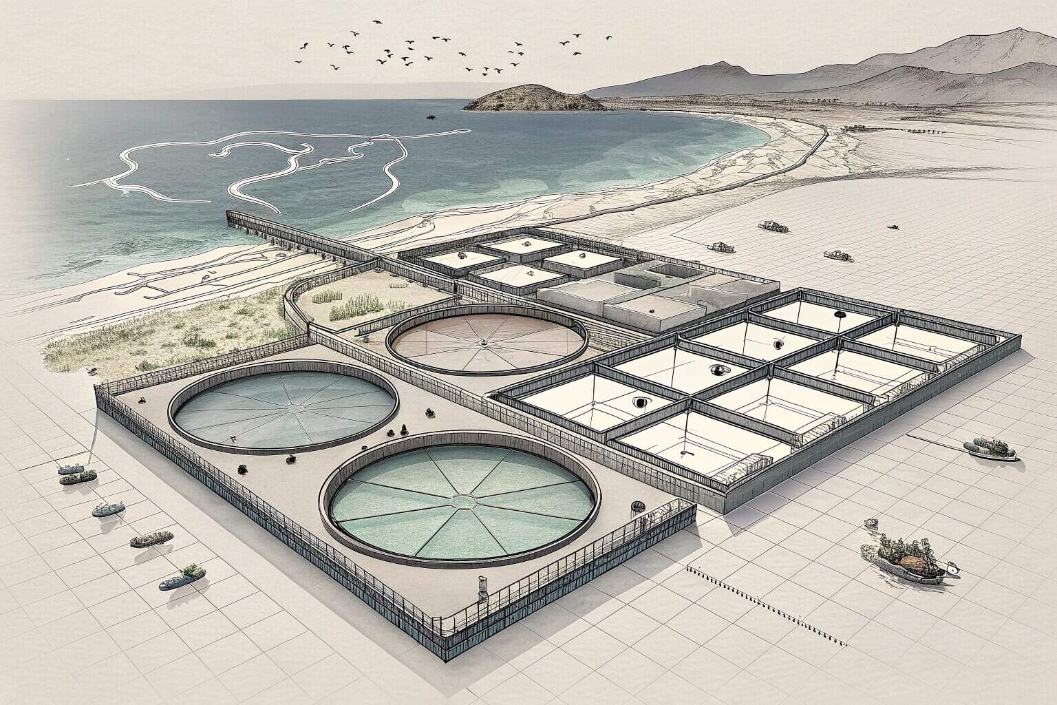 Four different types of aquaculture systems