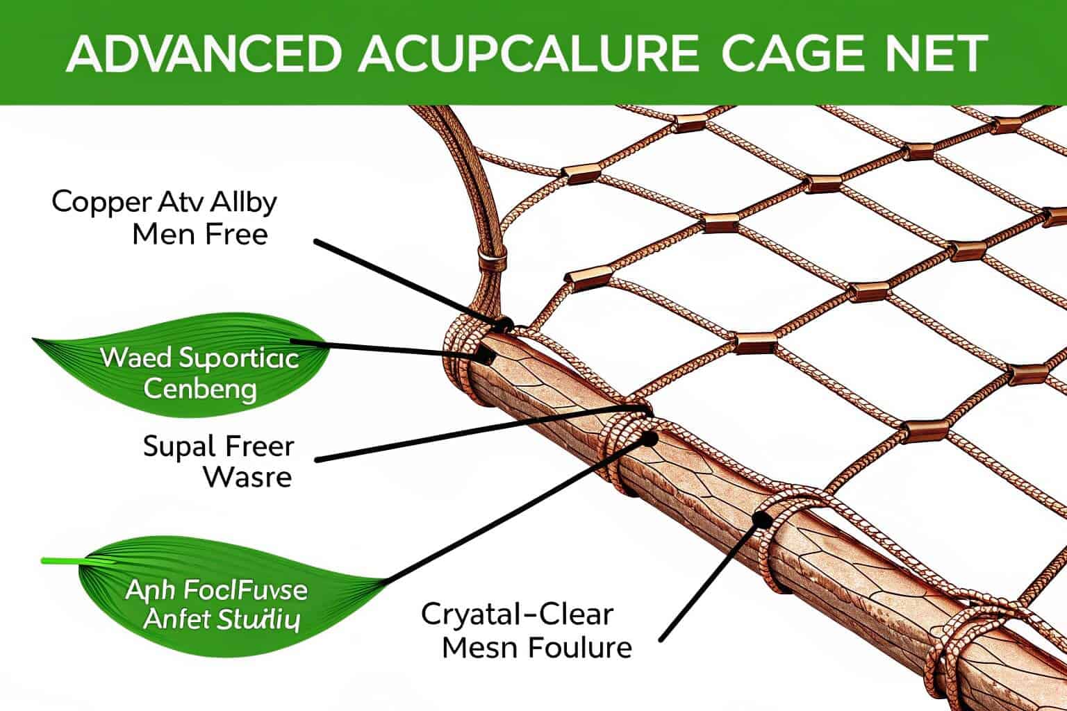 A close-up of a copper alloy mesh for an aquaculture cage