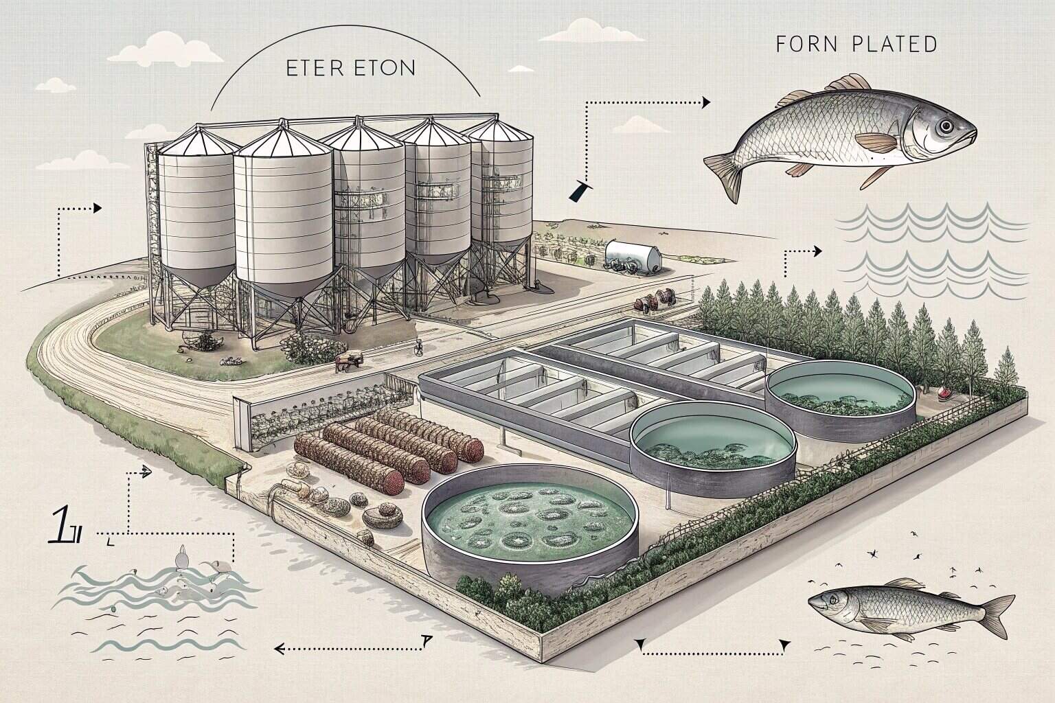 The four stages of aquaculture from hatchery to processing