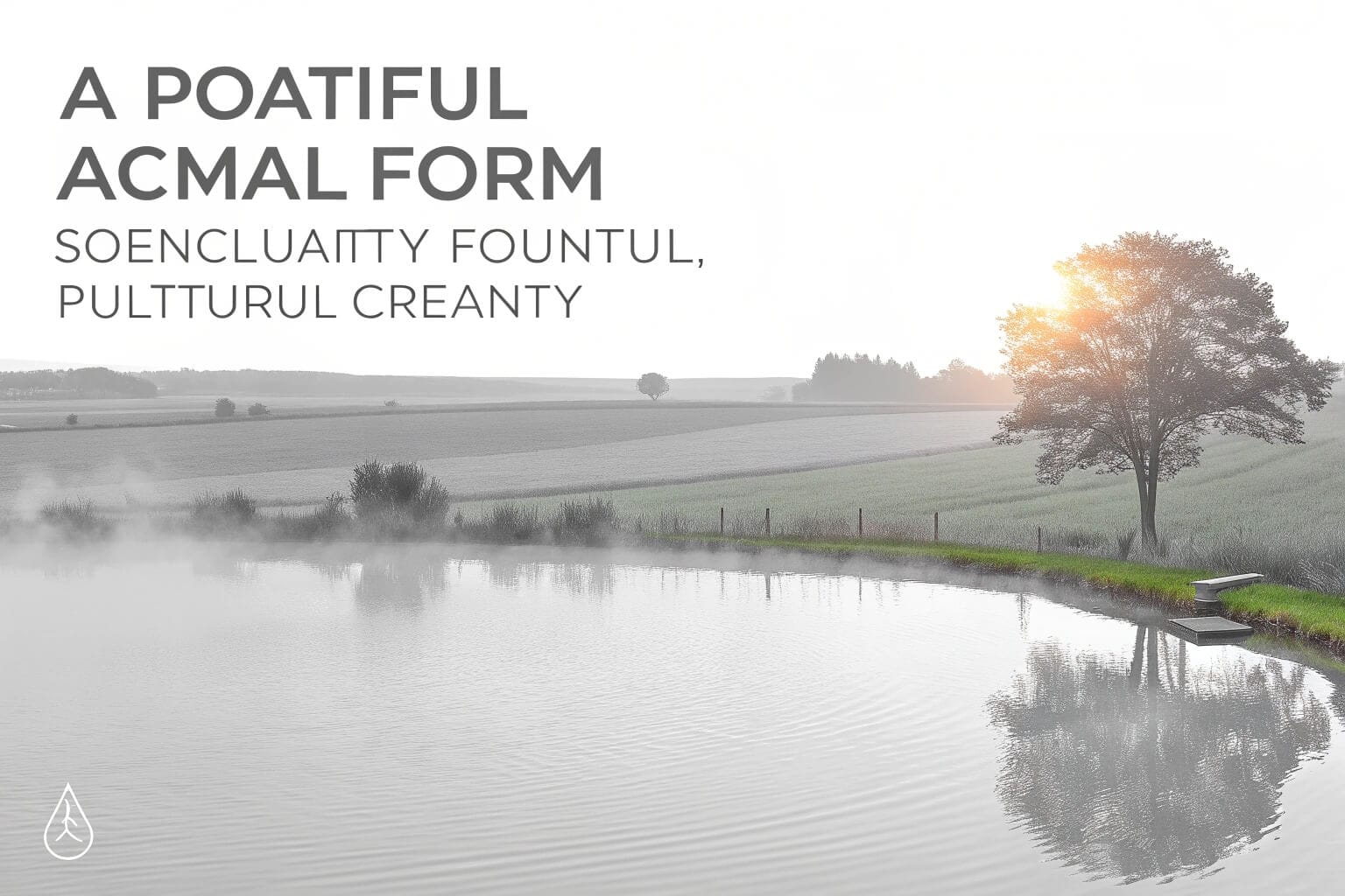 A serene aquaculture pond at sunrise