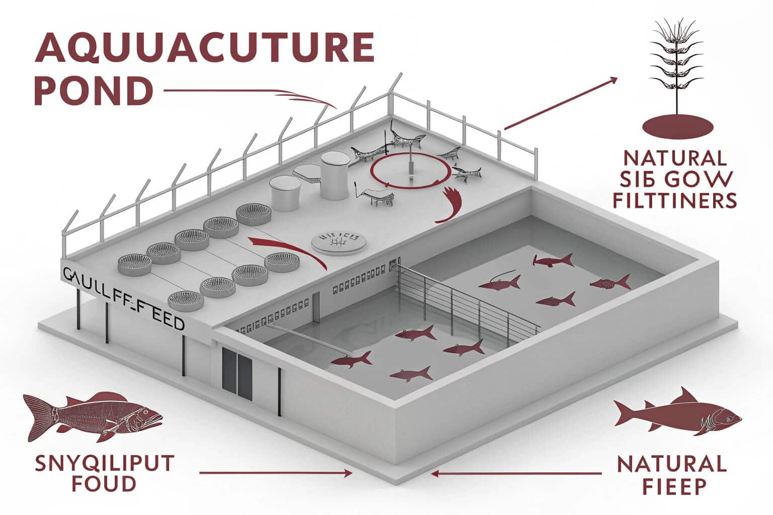 Diagram showing the inputs and outputs of a pond system