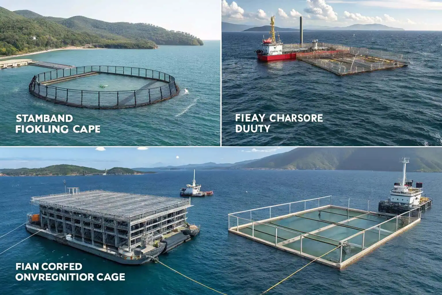 Different types of aquaculture cages