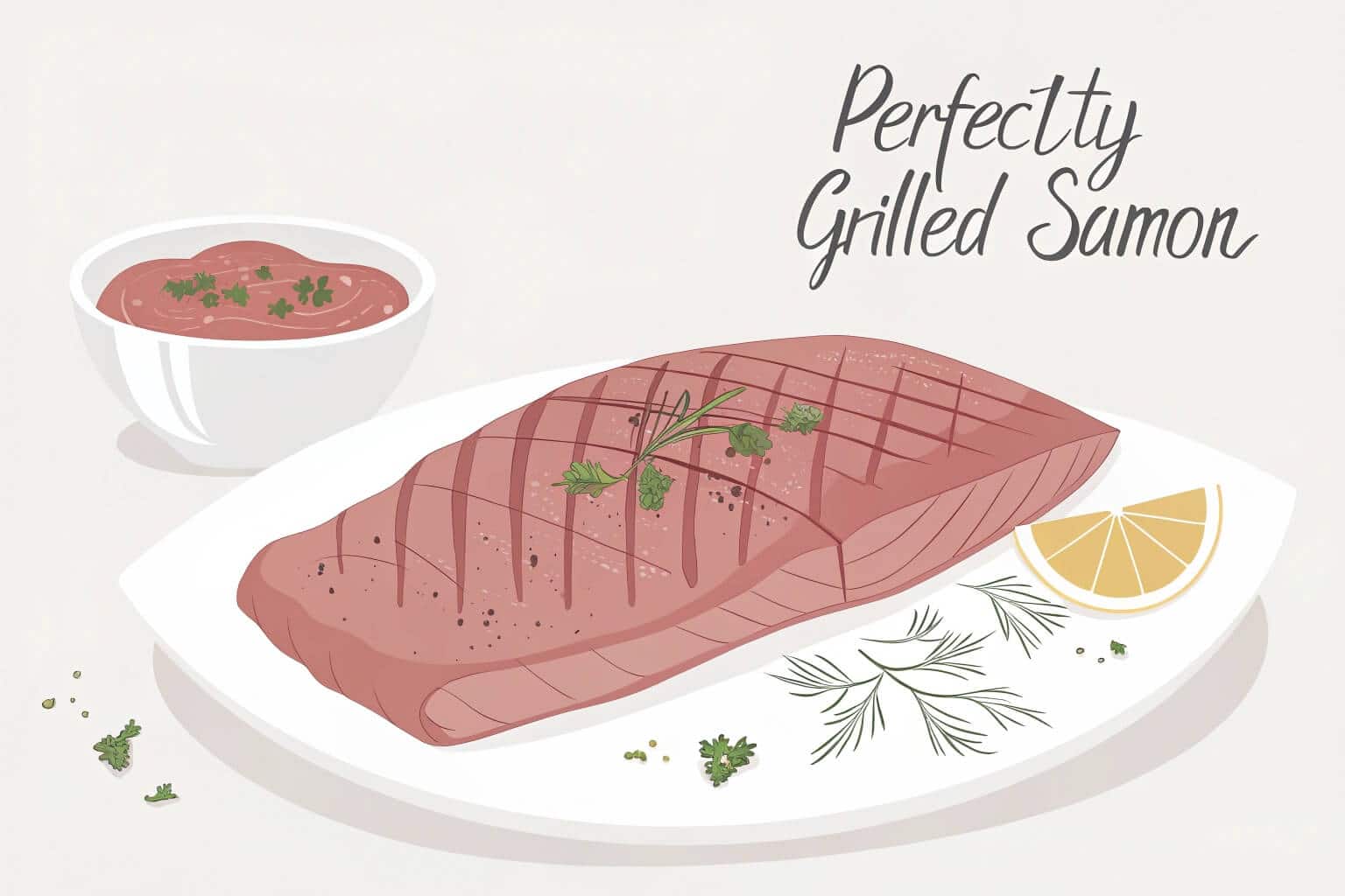 A plate of delicious, healthy-looking grilled salmon next to a fresh salad.