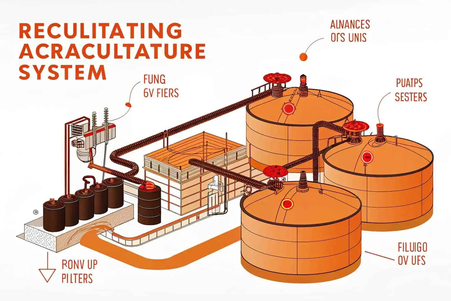 A diagram showing a recirculating aquaculture system (RAS)