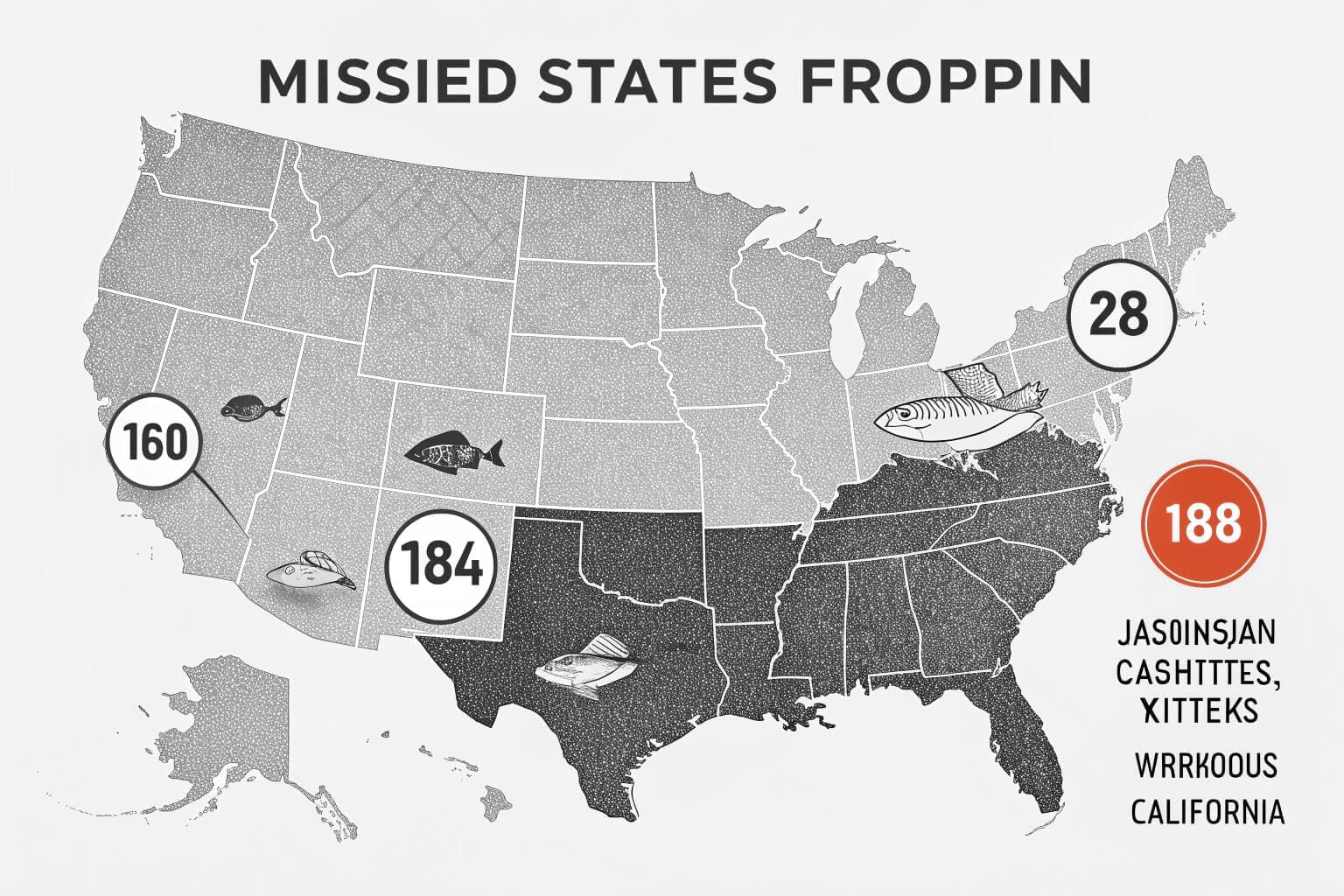 A map of the USA highlighting the top 5 aquaculture states