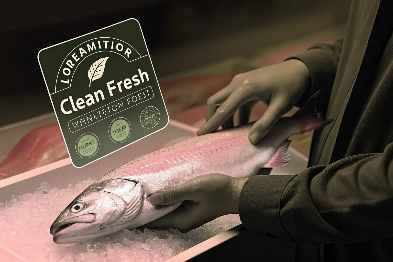 A person inspecting fish at a market, looking for quality.