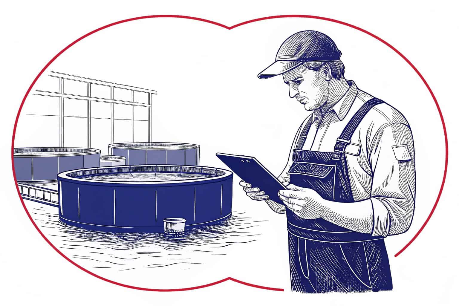 An aquaculture farmer checking water quality in a fish tank