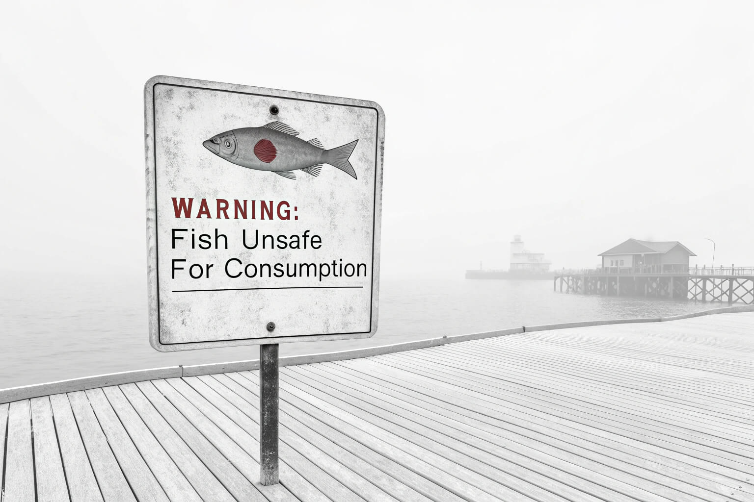 A warning sign about contaminated fish