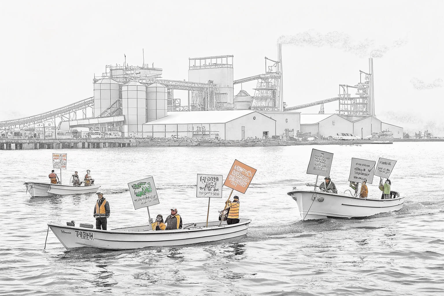 A protest against a fish farm