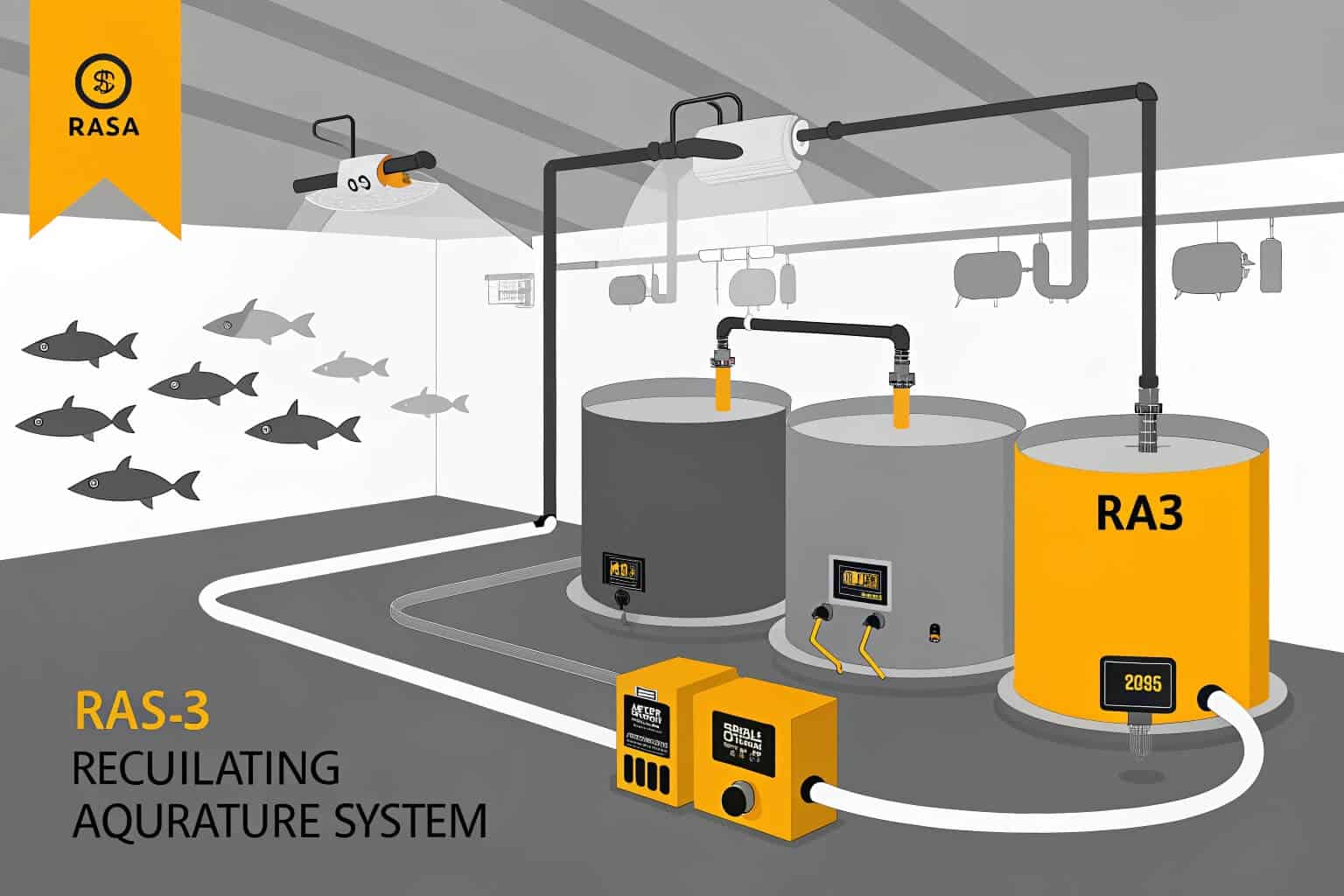A modern aquaculture farm with automated systems