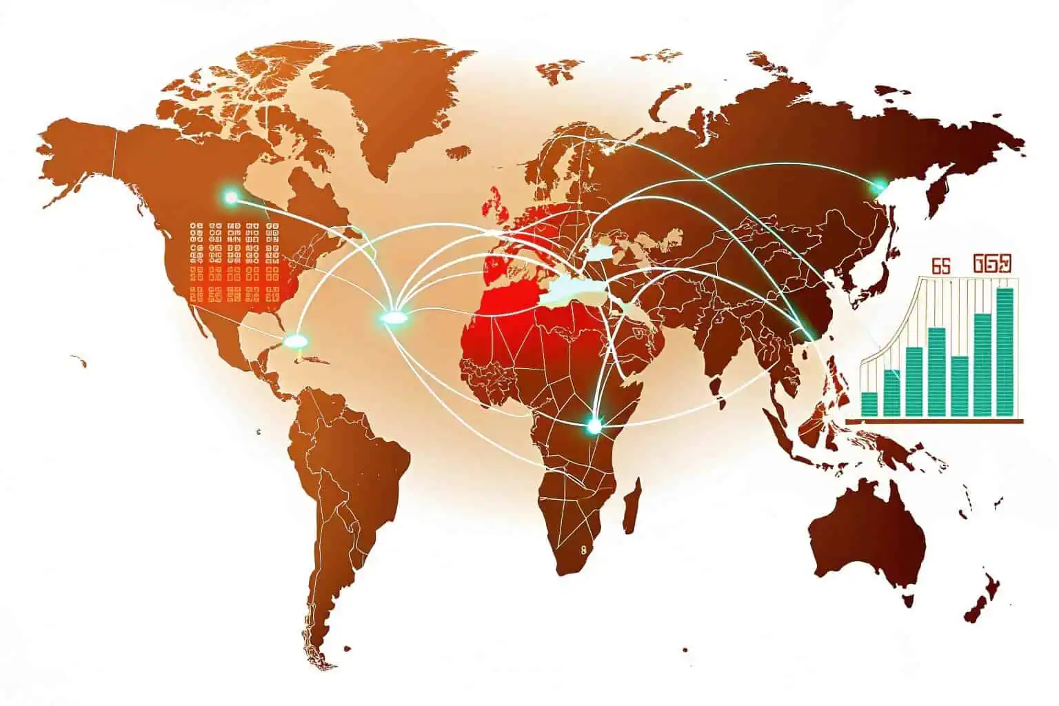 A map of the world highlighting aquaculture hotspots in Asia