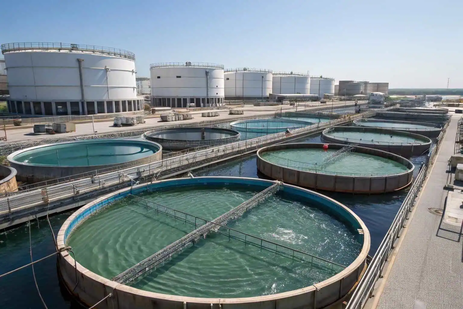 A large fish farm with pens for different types of fish.