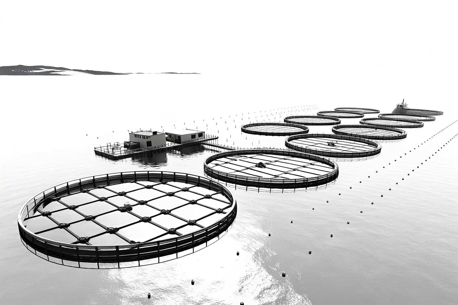 A large salmon being farmed in a pen