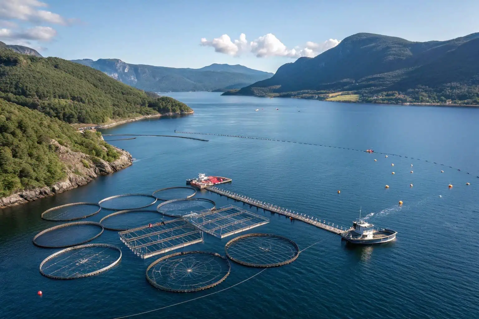 Salmon farming in ocean cages