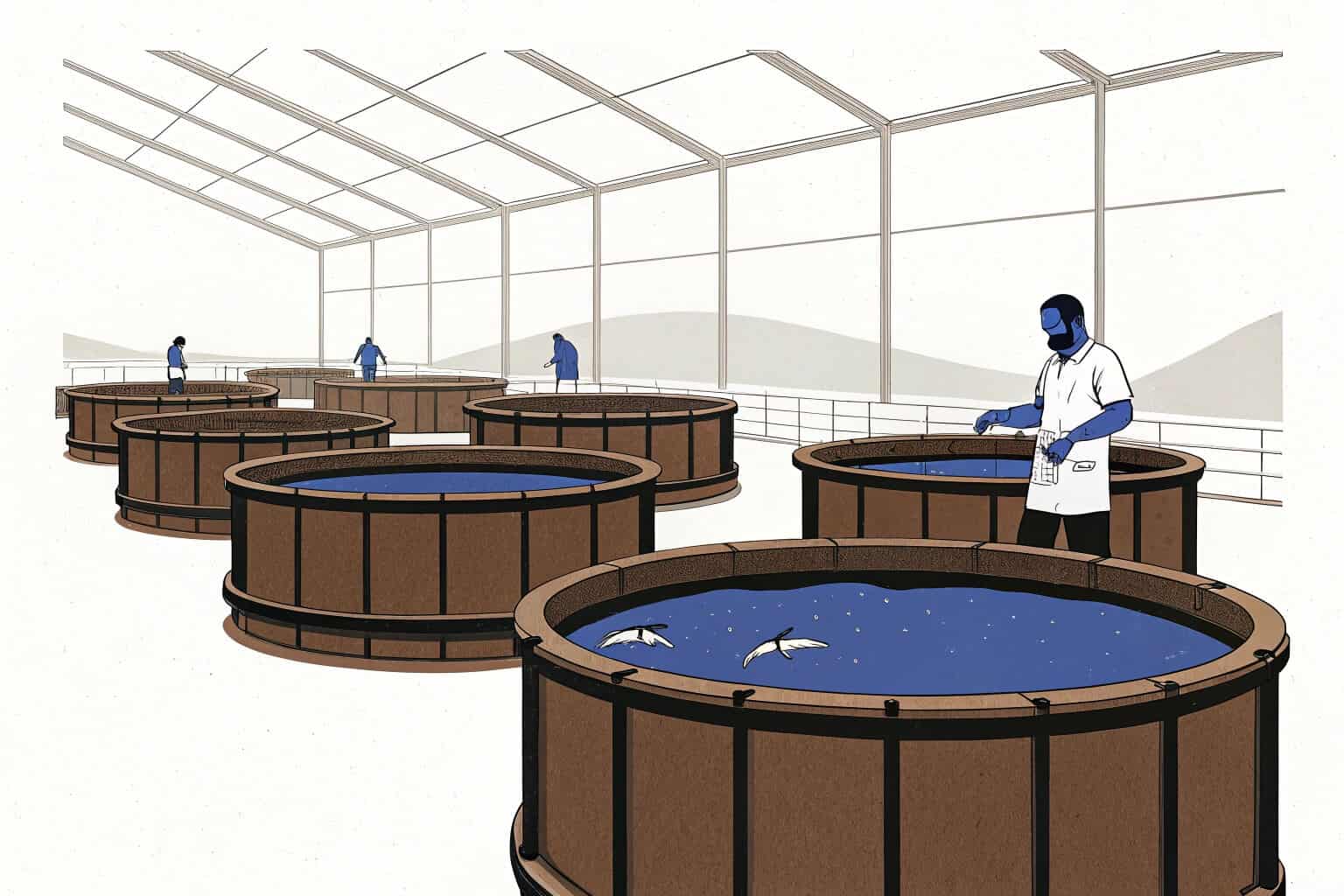 A modern fish farm showcasing durable, customized tanks and equipment