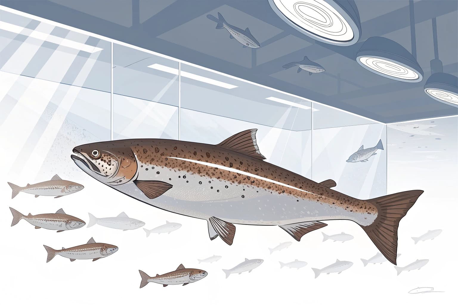 Close-up of healthy tilapia in a fish tank