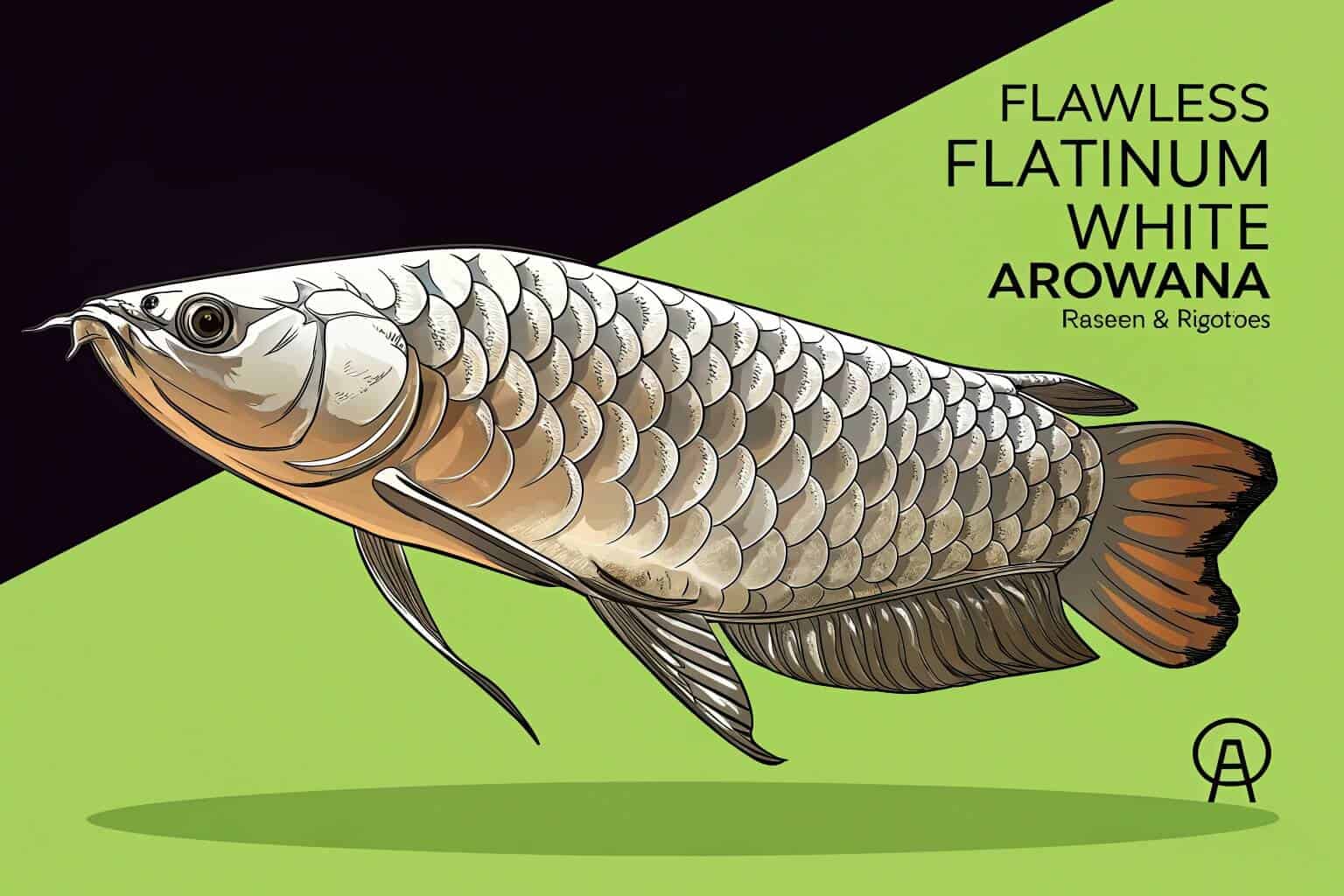 A beautiful Platinum Arowana swimming in a large, clean tank