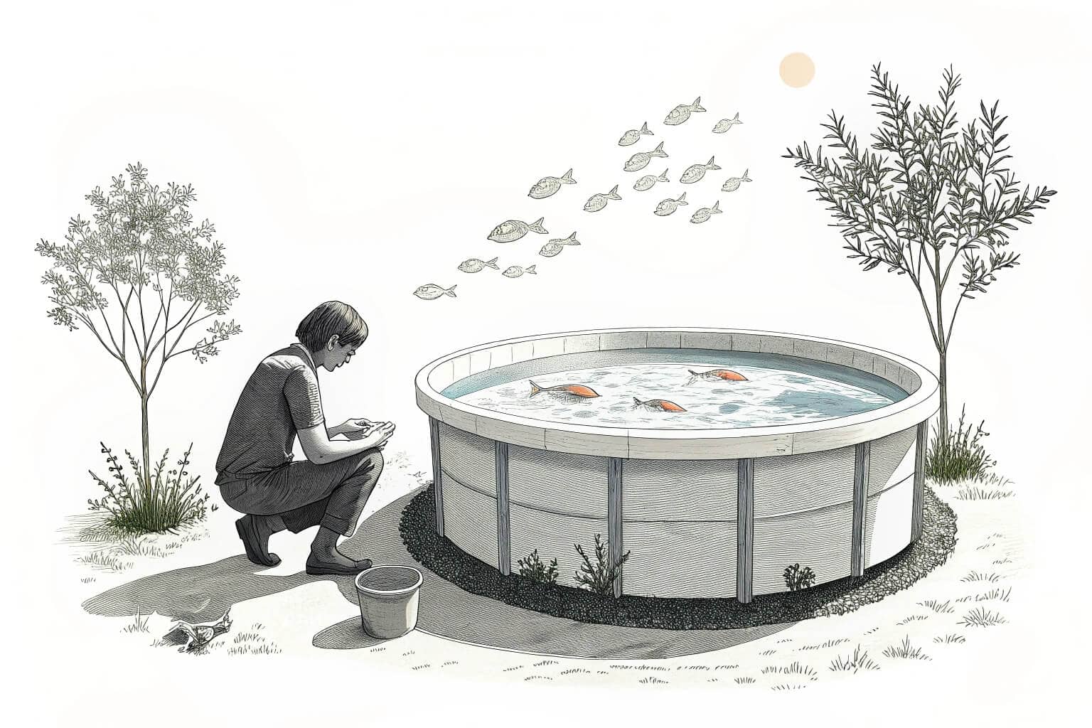 A small fish farm with several ponds