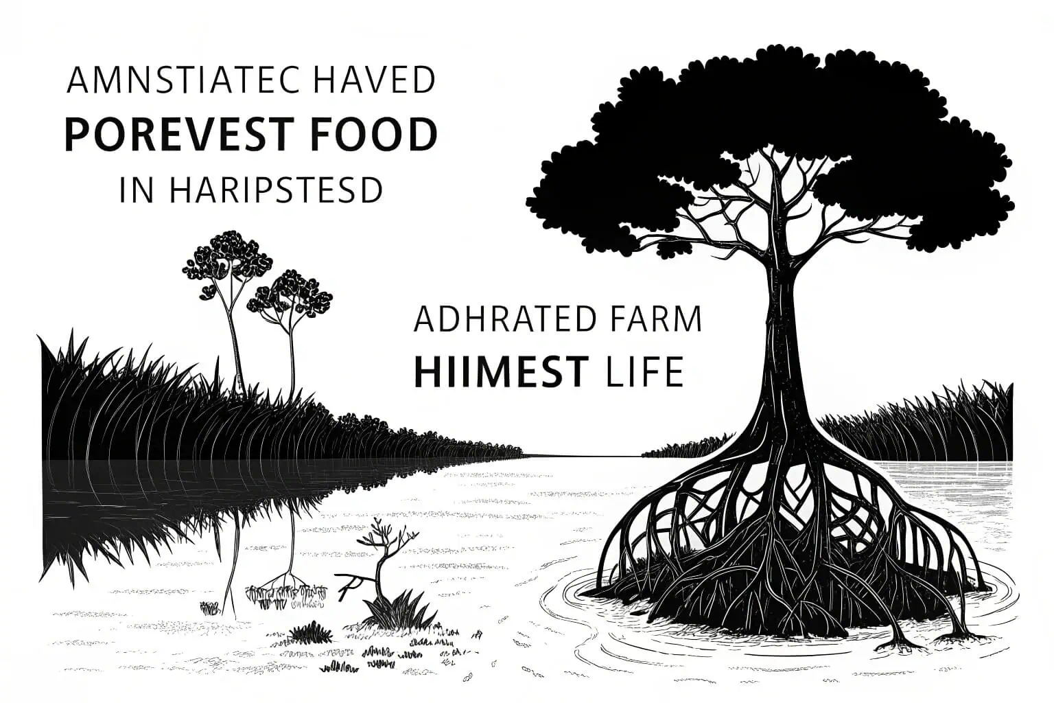 A coastal area showing mangrove destruction for shrimp farms