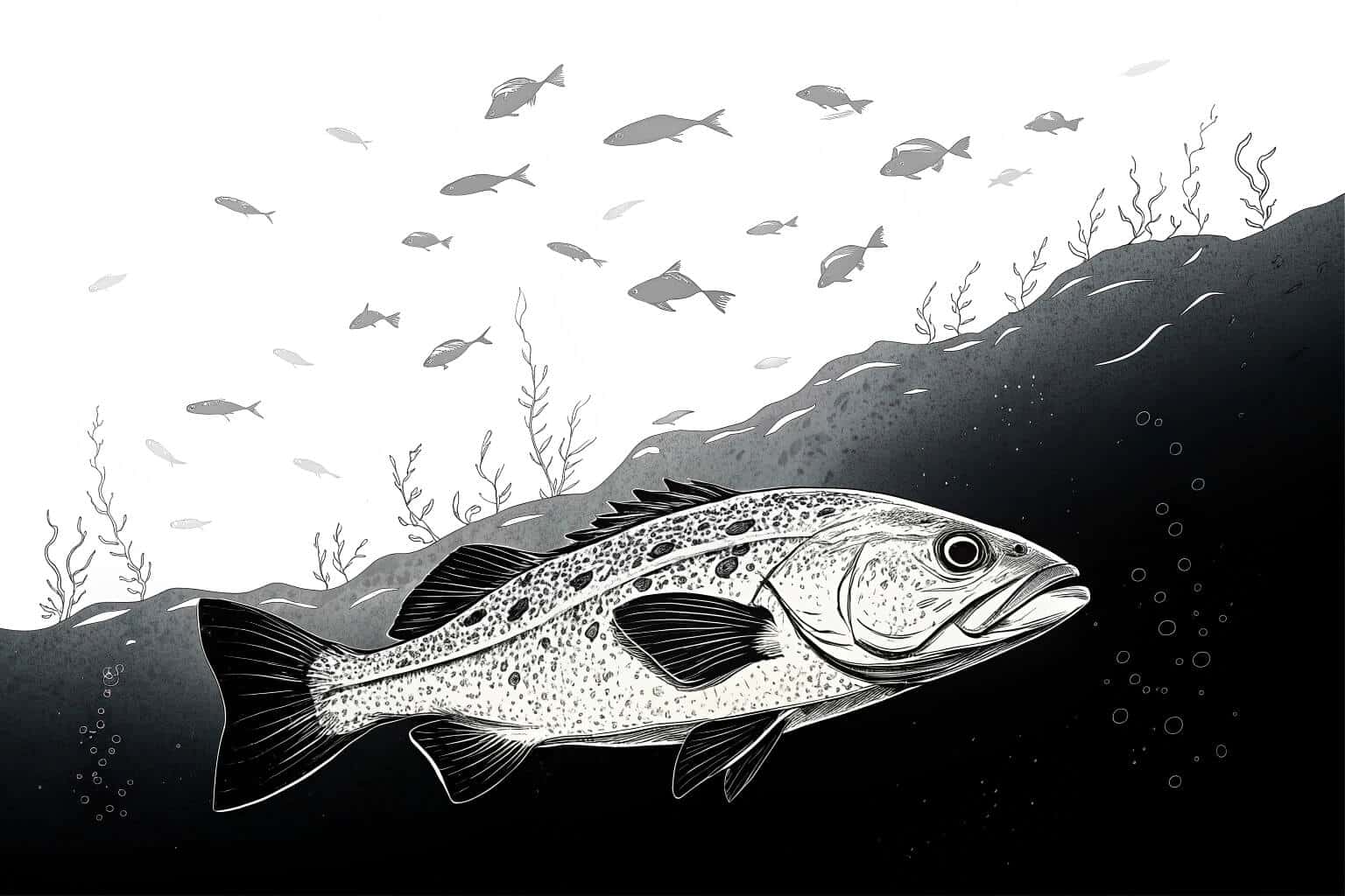 A graph showing the steep decline of a fish population over time