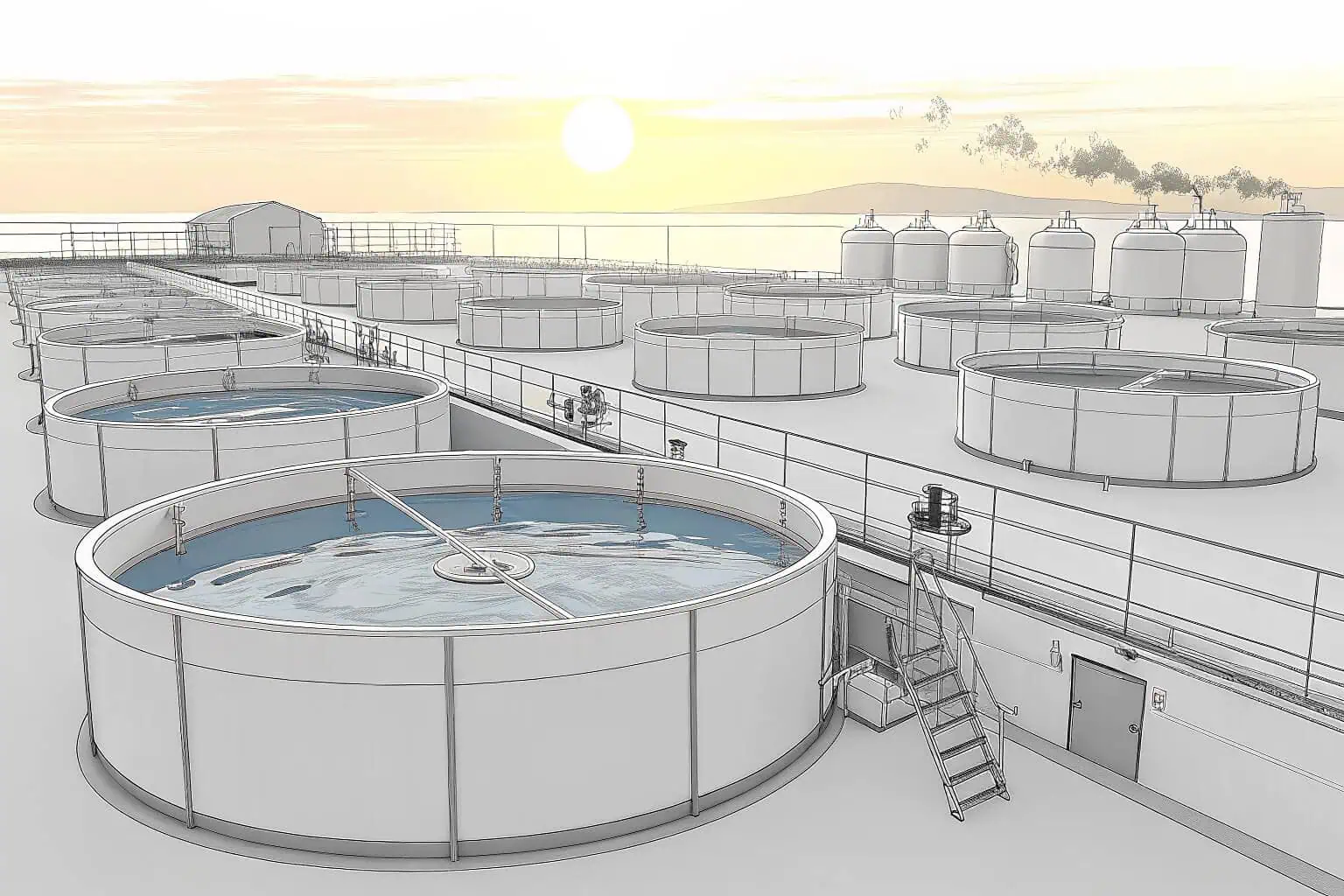 A thriving fish farm with modern equipment