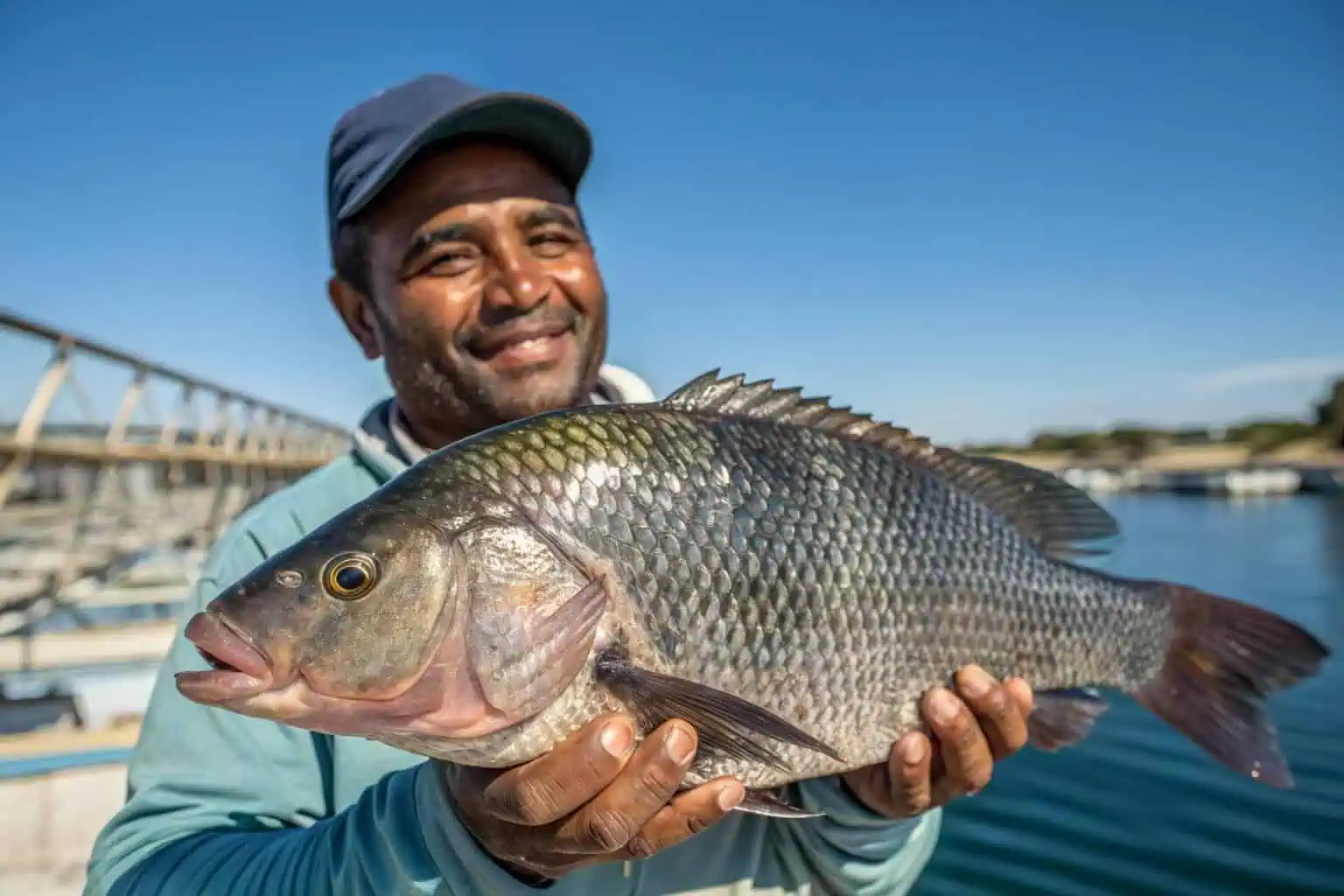 A healthy Tilapia being held, representing a profitable fish to breed