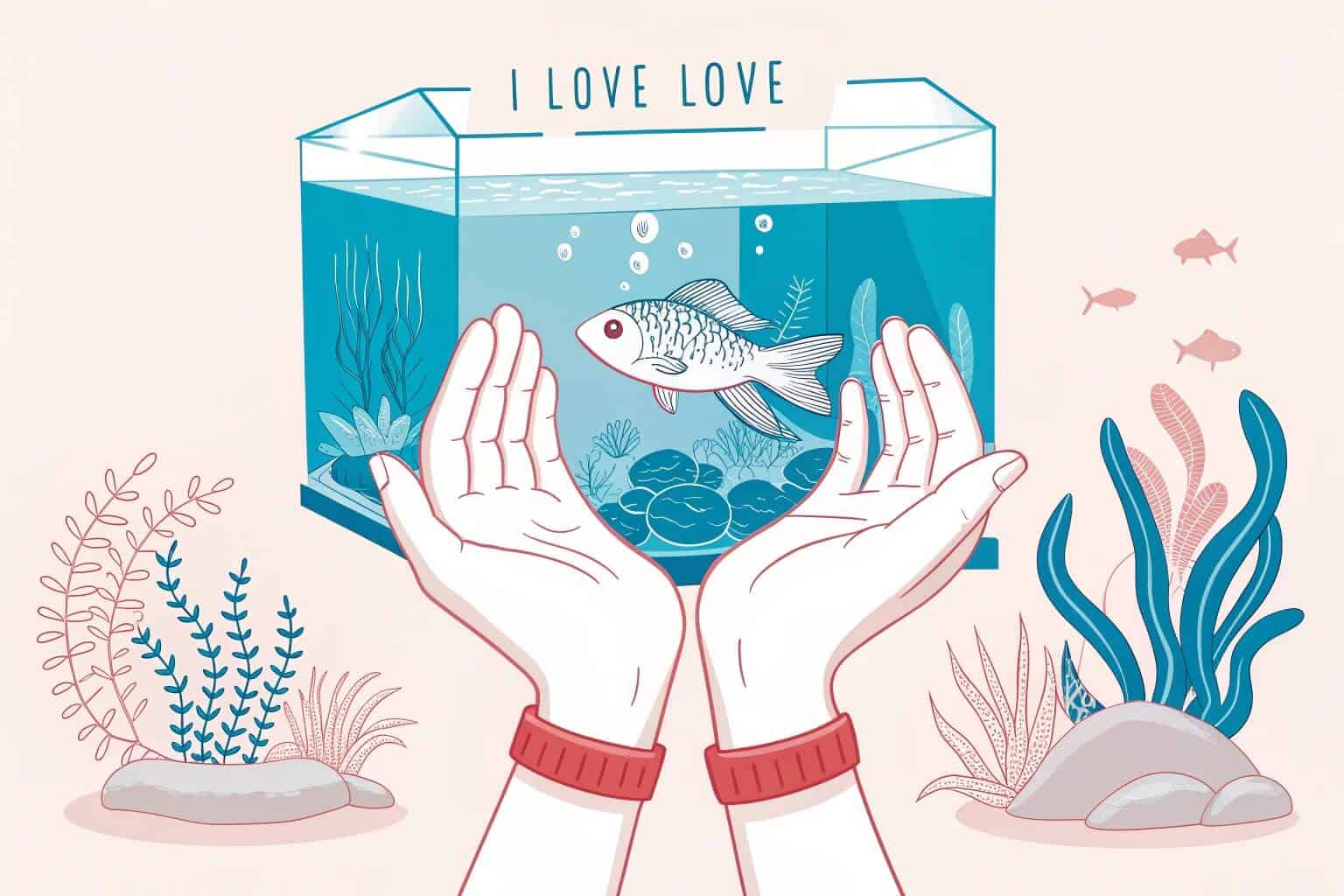 A person proudly standing next to their small-scale fish tank setup