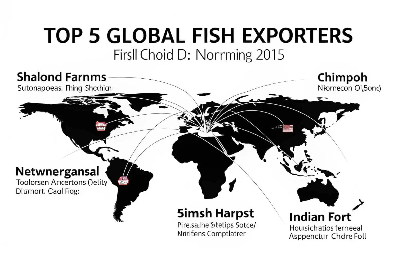 A collage of flags from the top 5 fish exporting countries