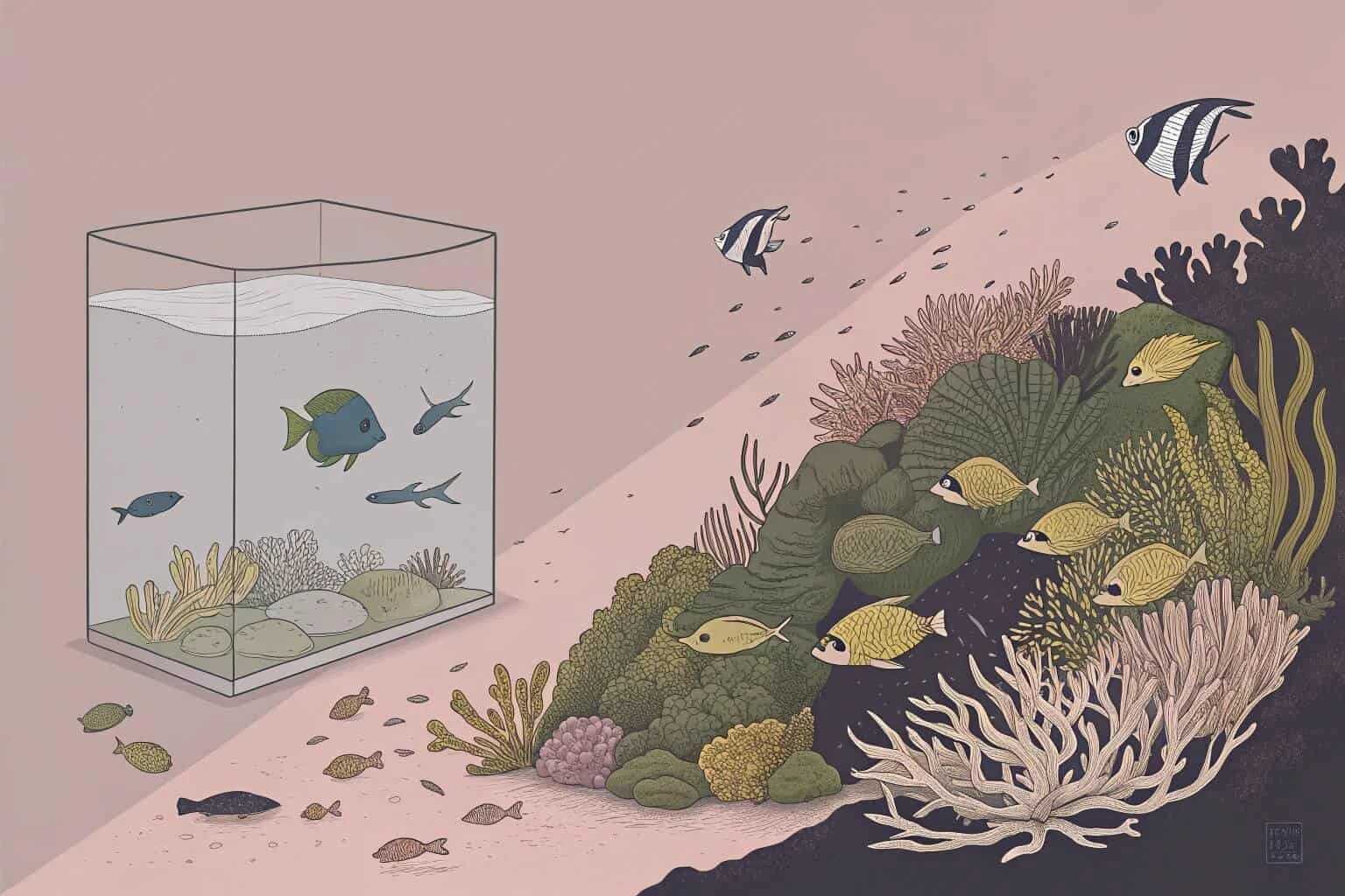 Underwater photo of a coral reef with colorful fish