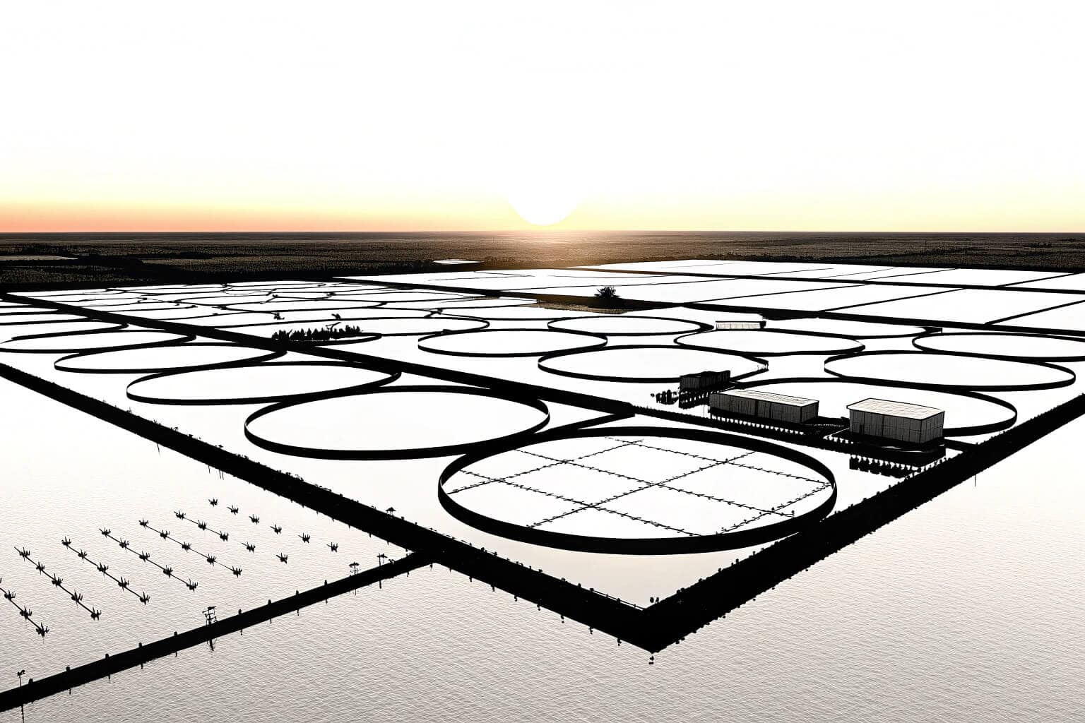 An aerial view of large-scale aquaculture farms in China