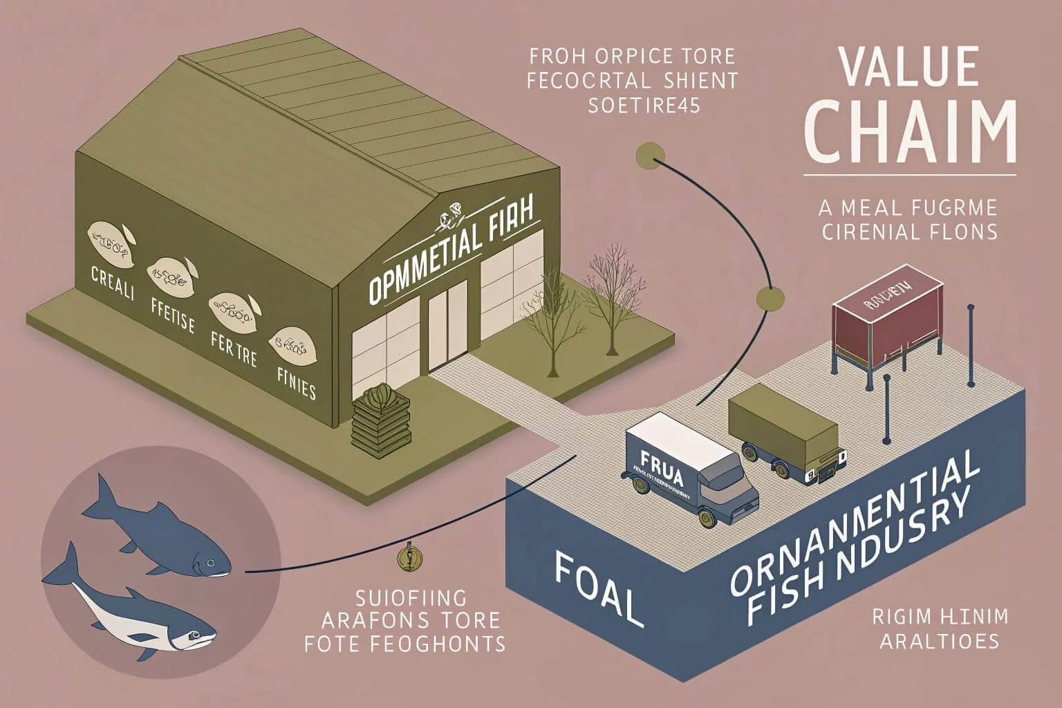 Infographic showing the value chain of the ornamental fish industry