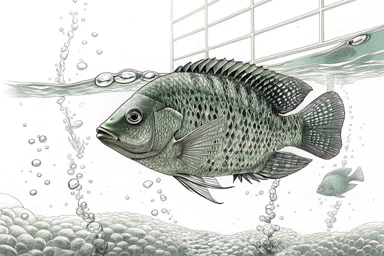 A healthy fish swimming in a clean, well-maintained farming tank