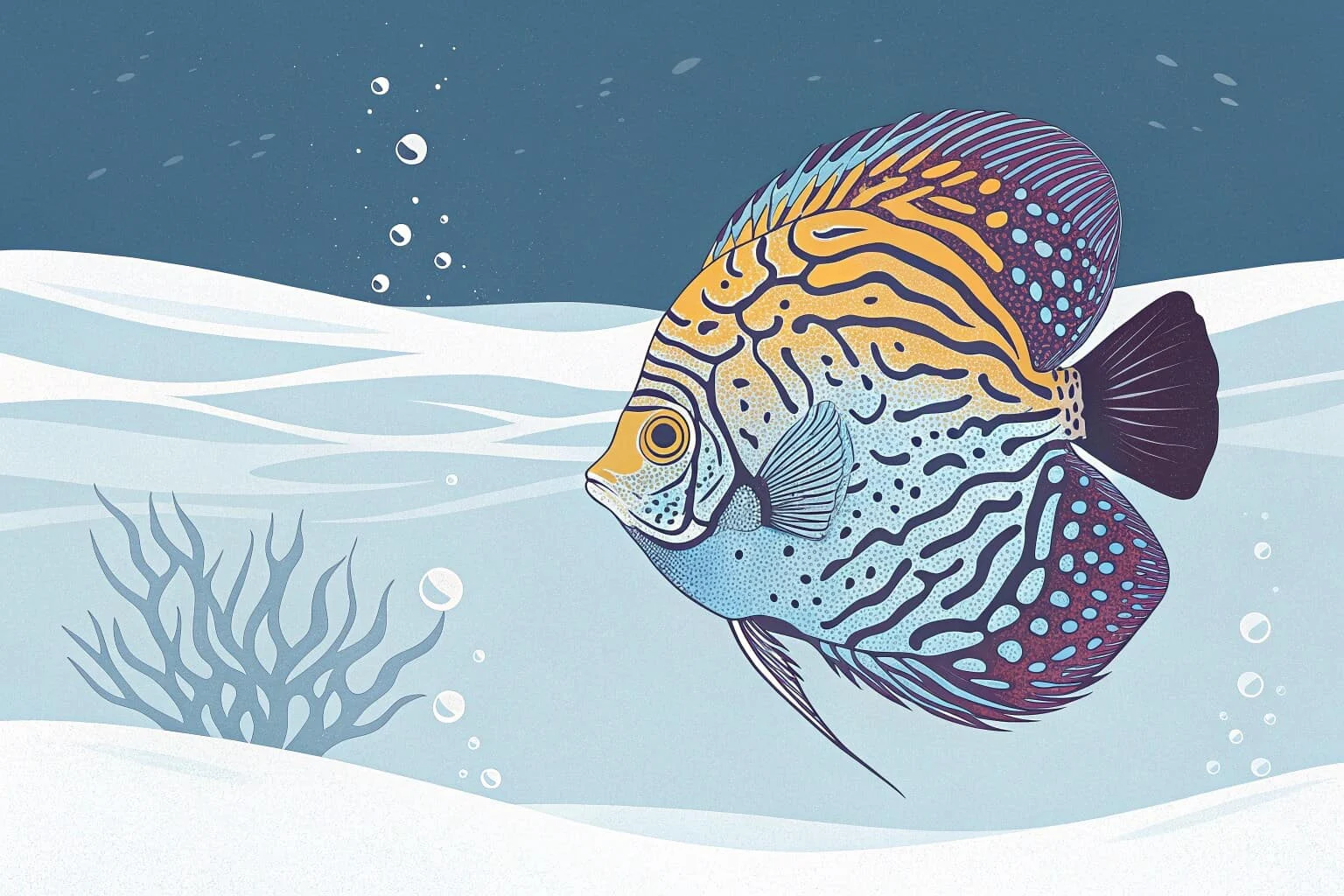 Close-up of a colorful discus fish