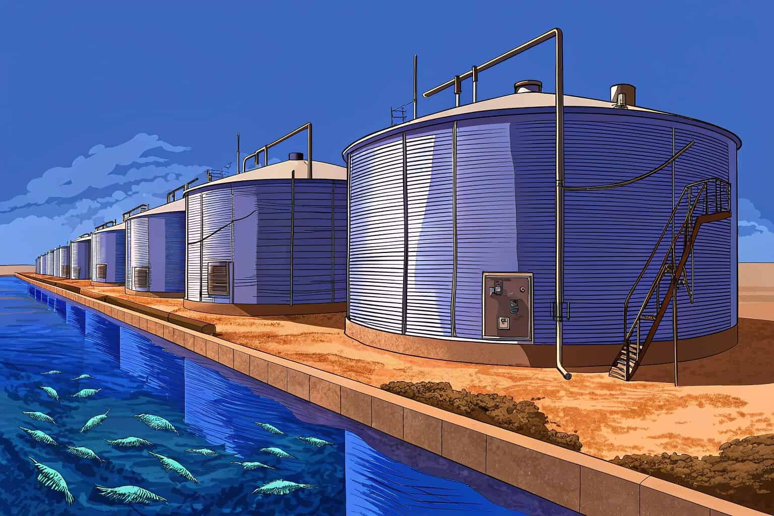 A person happily looking at a small, clean fish tank with a few goldfish