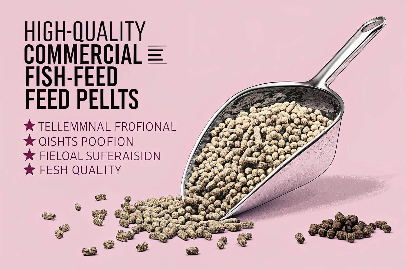 Close-up of commercial fish feed pellets