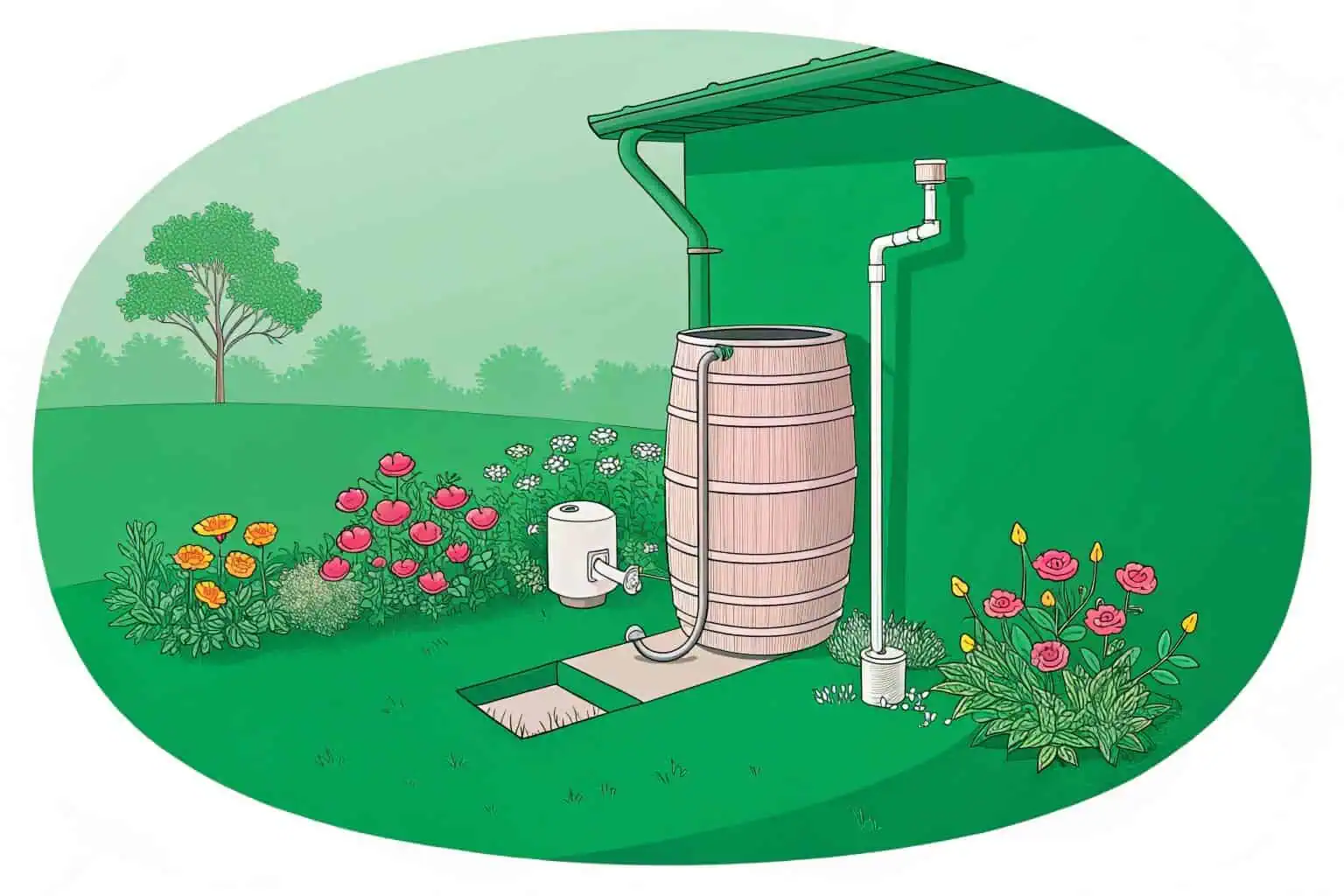 A DIY rainwater collection system made from basic materials