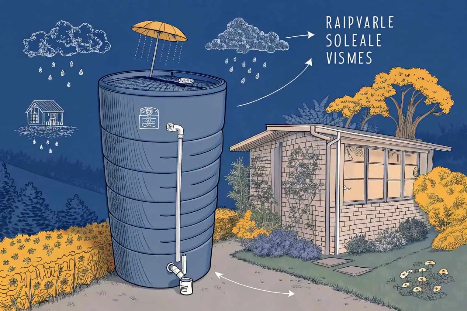 An infographic showing various rainwater collection systems