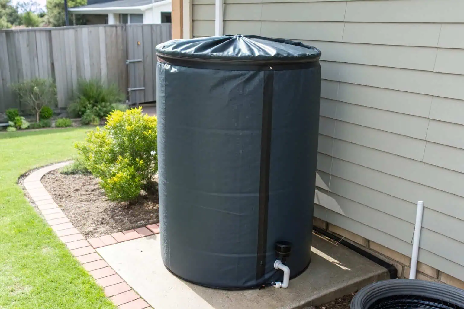 A sealed, opaque water storage tank